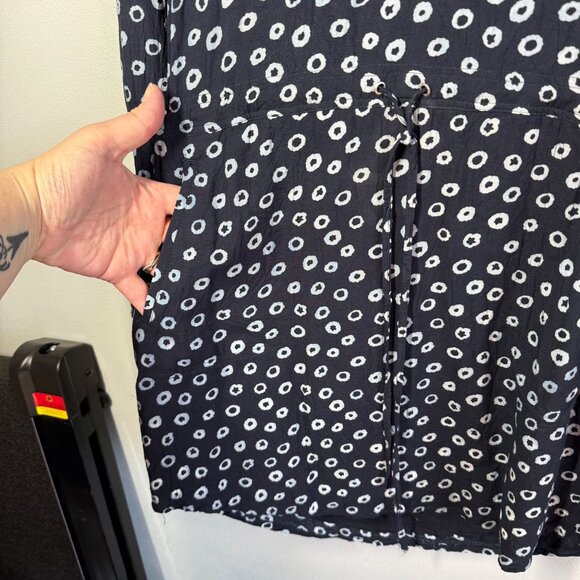 Ann Taylor LOFT Navy Blue/WHite Floral Tunic Dress Chinch Waist Petite Small - Picture 5 of 13